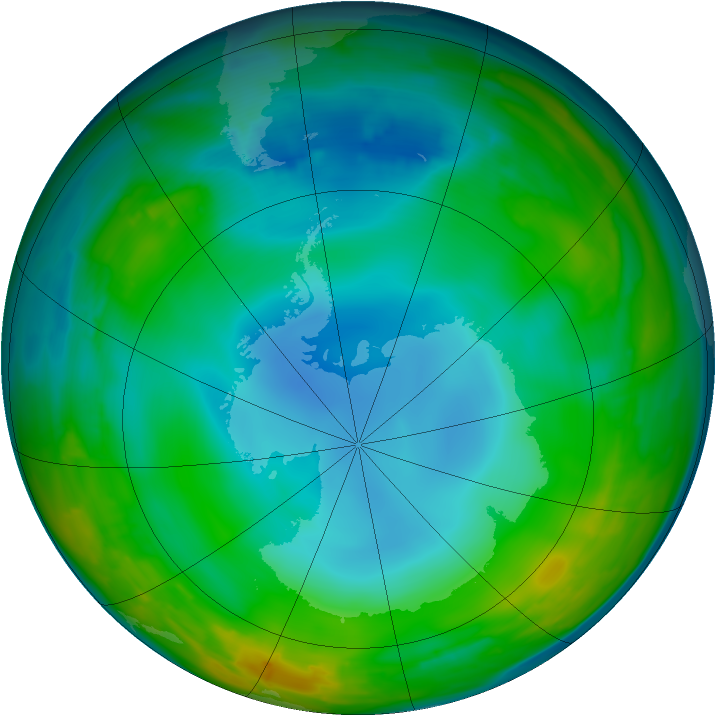 Antarctic ozone map for 29 June 2014